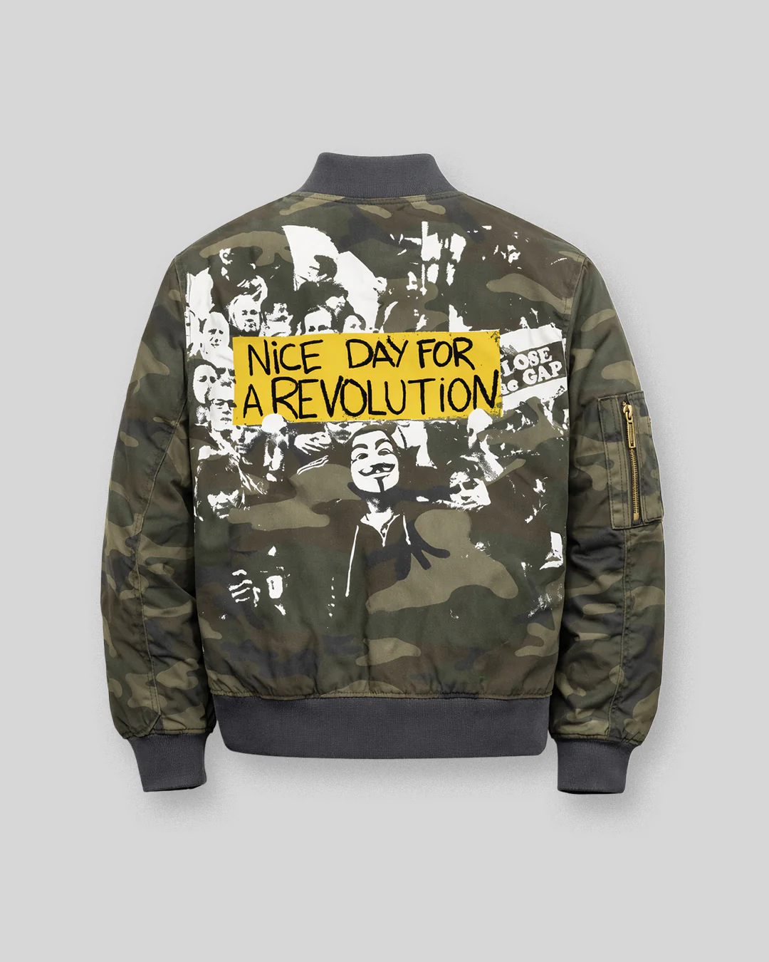 NICE DAY FOR A REVOLUTION BOMBER CAMO DOUBLE FACE